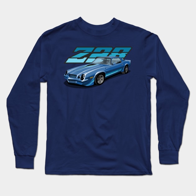 1981 Chevrolet Camaro Z28 in blue Long Sleeve T-Shirt by candcretro